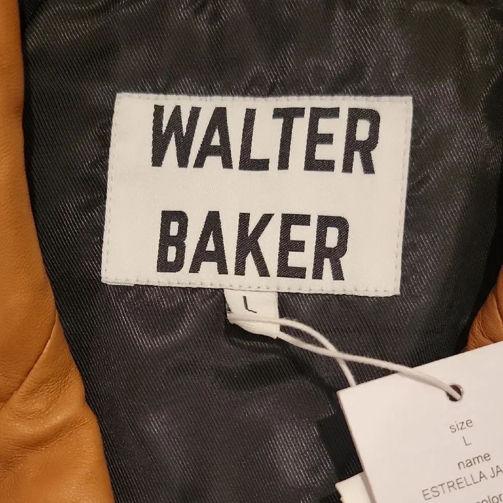 NWT Walter Baker Camel Leather Jacket SZ L - Picture 12 of 14